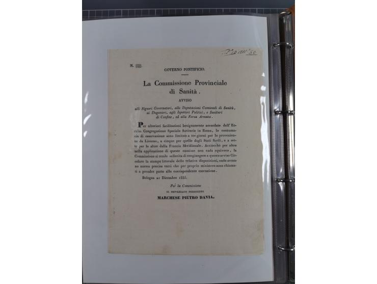KIRCHENSTAAT: 1835/37, Sammlung von über 80 Dokumenten und Briefen zu den päpstlichen Sanitätszirkularen “Circolare di Sanità