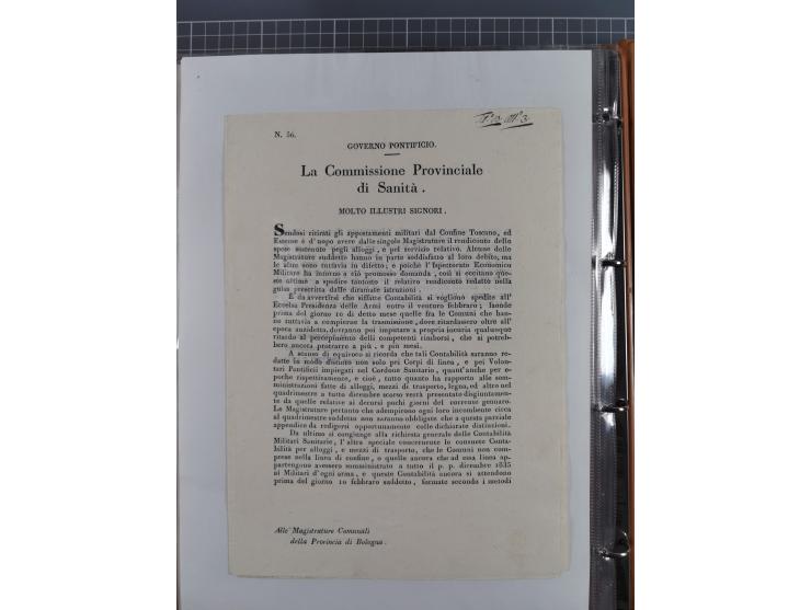 KIRCHENSTAAT: 1835/37, Sammlung von über 80 Dokumenten und Briefen zu den päpstlichen Sanitätszirkularen “Circolare di Sanità