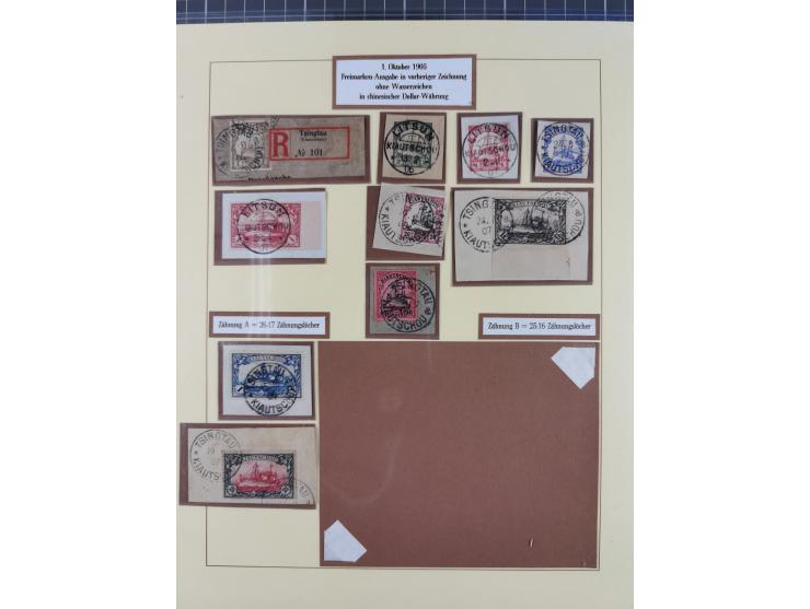 1898/1909, Sammlung ab Vorläufer-Ausgaben auf Briefstücken mit besseren und kpl. Ausgaben. Dabei u.a. Mi.-Nr. 2 mit Stempel “