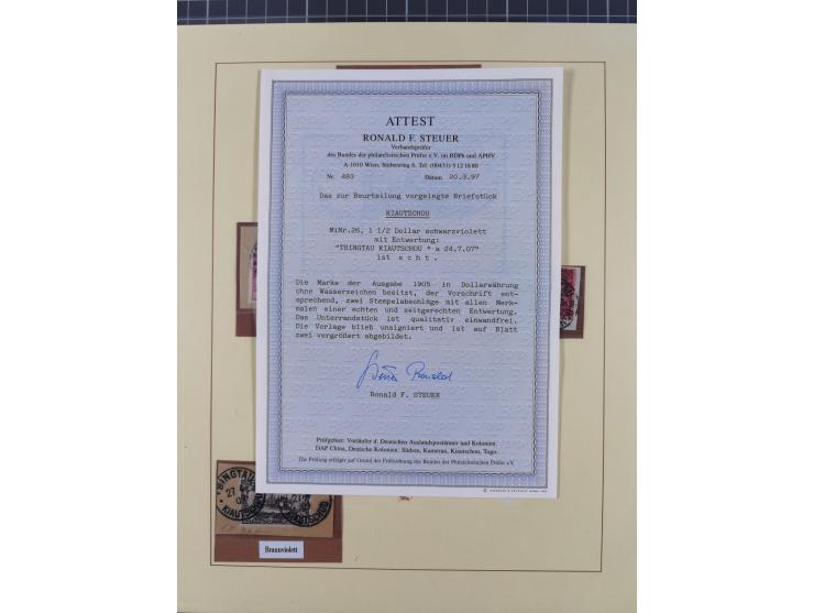 1898/1909, Sammlung ab Vorläufer-Ausgaben auf Briefstücken mit besseren und kpl. Ausgaben. Dabei u.a. Mi.-Nr. 2 mit Stempel “