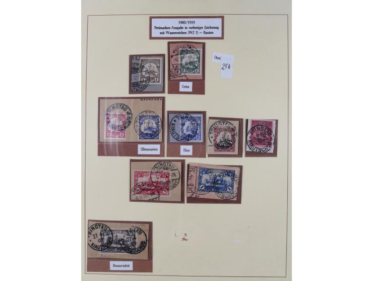 1898/1909, Sammlung ab Vorläufer-Ausgaben auf Briefstücken mit besseren und kpl. Ausgaben. Dabei u.a. Mi.-Nr. 2 mit Stempel “