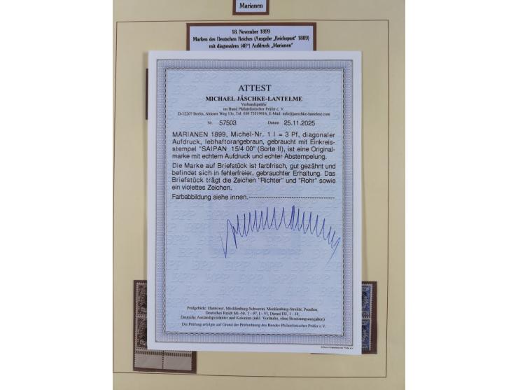 1899/1901, in den Hauptnummern kpl. Sammlung auf Briefstücken. Dabei Mi.-Nr. 1I (Stempel Sorte II, FA Jäschke-L. BPP), Mi.-Nr