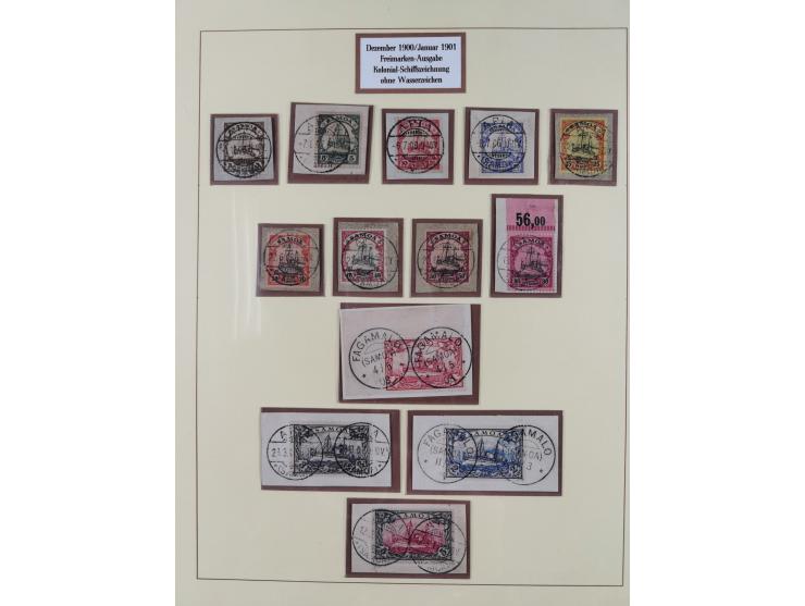 1900/01, Sammlung auf Briefstücken mit Mi.-Nr. 11-6 und 7-19 kpl., bessere Werte meist signiert, in guter Erhaltung