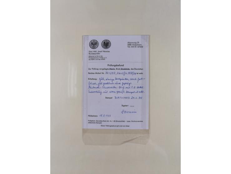 1875/83, kleine Sammlung “R-Zettel” mit 26 R-Briefen inkl. Bayern und Württemberg. Dabei u.a. R-Brief mit Mi.-Nr. 20+29 und f