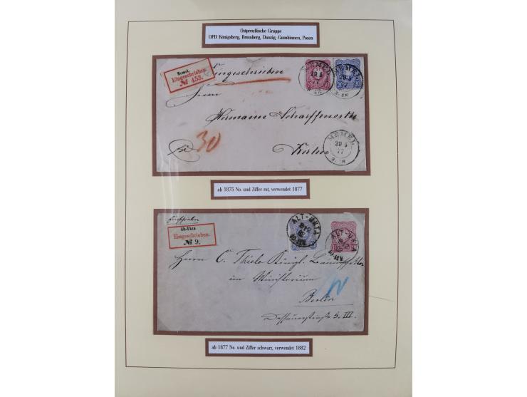 1875/83, kleine Sammlung “R-Zettel” mit 26 R-Briefen inkl. Bayern und Württemberg. Dabei u.a. R-Brief mit Mi.-Nr. 20+29 und f