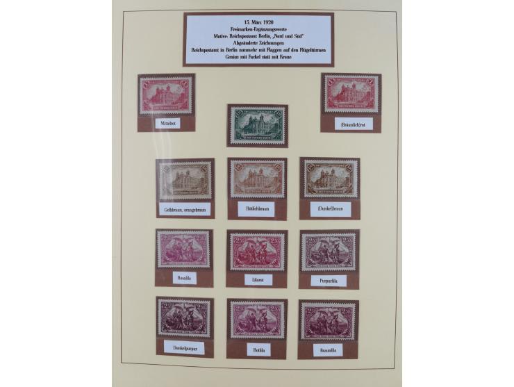 1916/23, postfrische Sammlung inkl. Dienstmarken mit reichlich Farben. Dabei u.a. Mi.-Nr. 104d (FA Tworek BPP), &nbsp;Mi.-Nr.
