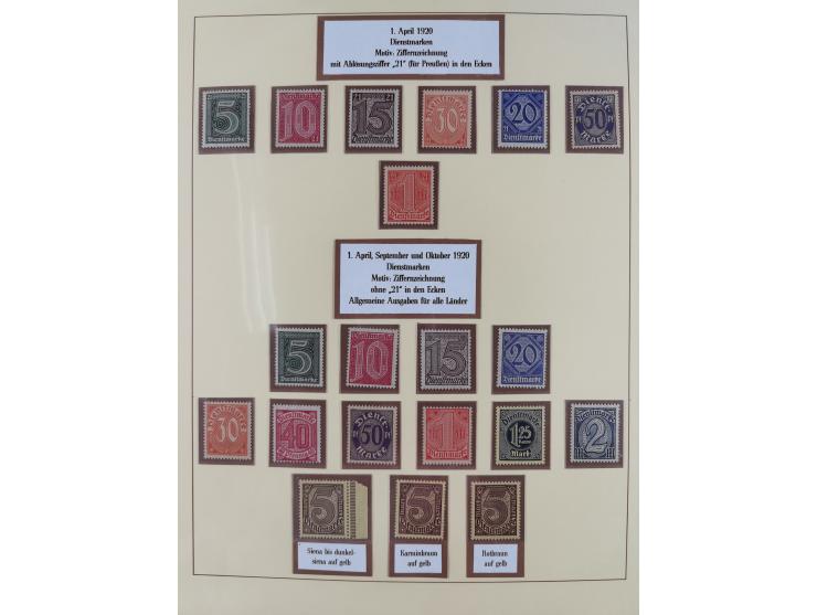 1916/23, postfrische Sammlung inkl. Dienstmarken mit reichlich Farben. Dabei u.a. Mi.-Nr. 104d (FA Tworek BPP), &nbsp;Mi.-Nr.