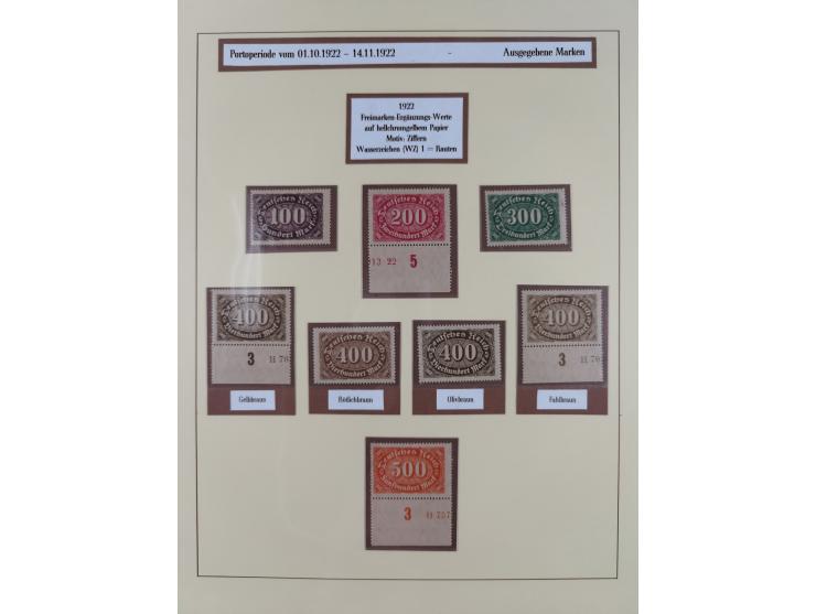 1916/23, postfrische Sammlung inkl. Dienstmarken mit reichlich Farben. Dabei u.a. Mi.-Nr. 104d (FA Tworek BPP), &nbsp;Mi.-Nr.