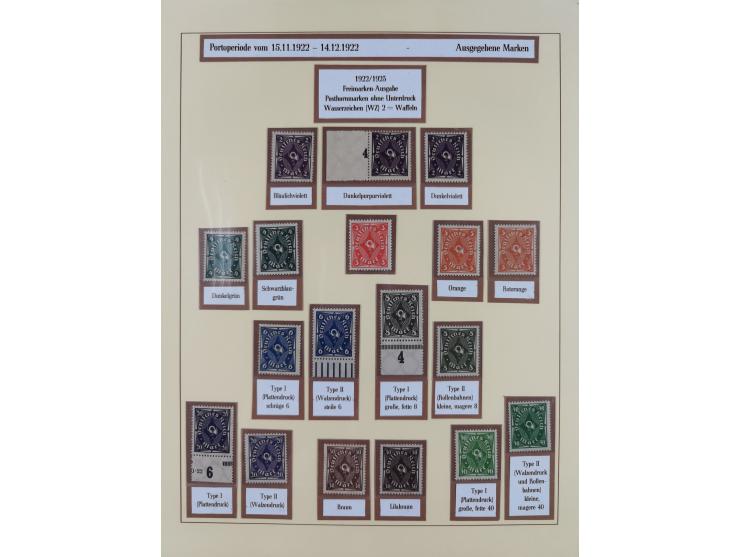 1916/23, postfrische Sammlung inkl. Dienstmarken mit reichlich Farben. Dabei u.a. Mi.-Nr. 104d (FA Tworek BPP), &nbsp;Mi.-Nr.