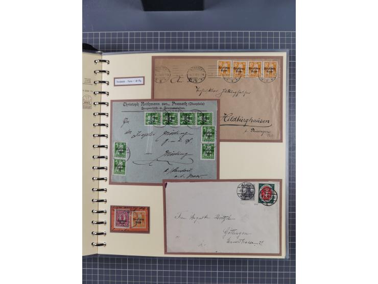 1872/1923, umfangreiche Sammlung mit ca. 800 Briefen,Karten und Ganzsachen. Am Anfang mit kleinem Teil “Hufeisentstempel”, an