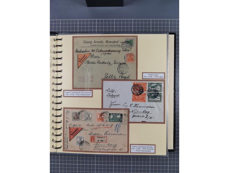 1872/1923, umfangreiche Sammlung mit ca. 800 Briefen,Karten und Ganzsachen. Am Anfang mit kleinem Teil “Hufeisentstempel”, an