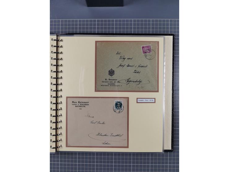 1872/1923, umfangreiche Sammlung mit ca. 800 Briefen,Karten und Ganzsachen. Am Anfang mit kleinem Teil “Hufeisentstempel”, an