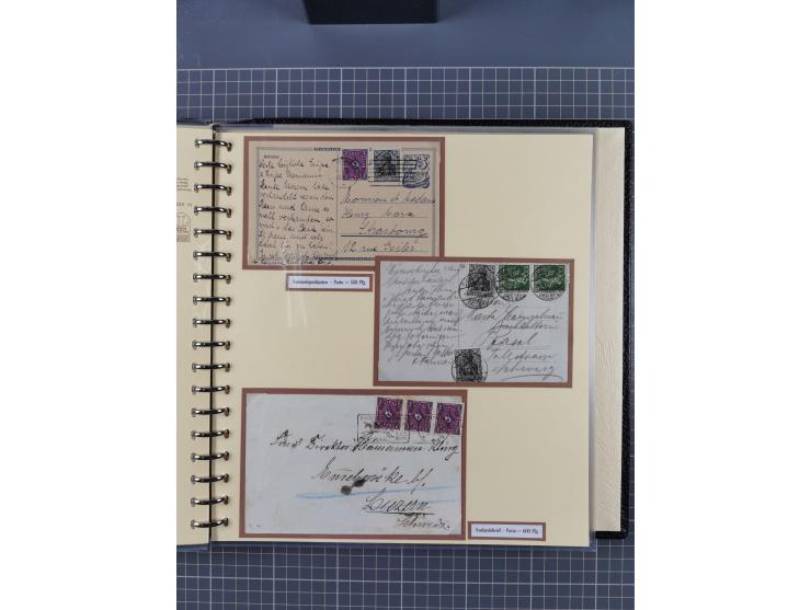1872/1923, umfangreiche Sammlung mit ca. 800 Briefen,Karten und Ganzsachen. Am Anfang mit kleinem Teil “Hufeisentstempel”, an