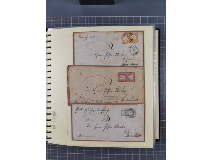 1872/1923, umfangreiche Sammlung mit ca. 800 Briefen,Karten und Ganzsachen. Am Anfang mit kleinem Teil “Hufeisentstempel”, an