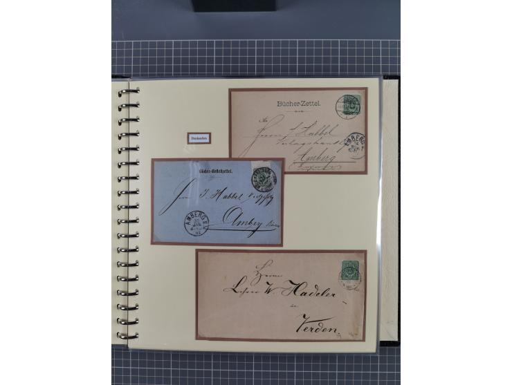 1872/1923, umfangreiche Sammlung mit ca. 800 Briefen,Karten und Ganzsachen. Am Anfang mit kleinem Teil “Hufeisentstempel”, an