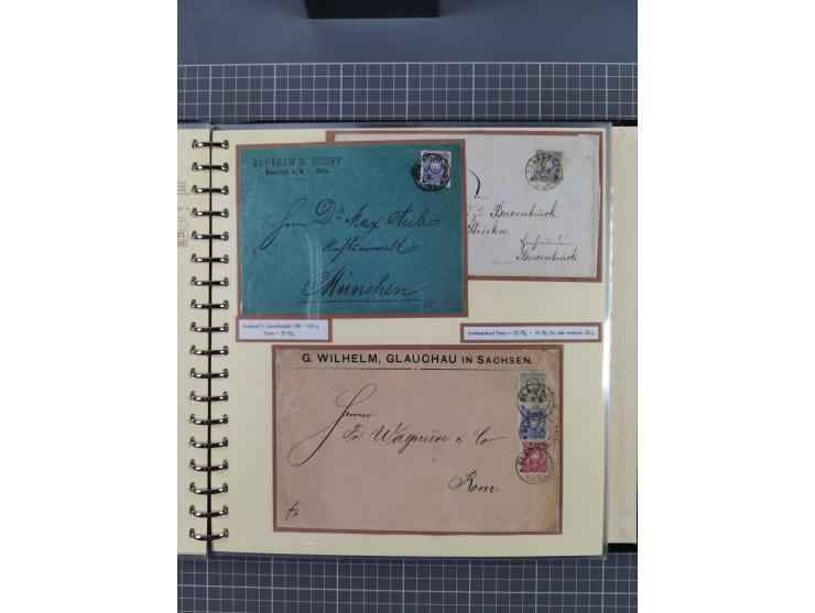 1872/1923, umfangreiche Sammlung mit ca. 800 Briefen,Karten und Ganzsachen. Am Anfang mit kleinem Teil “Hufeisentstempel”, an