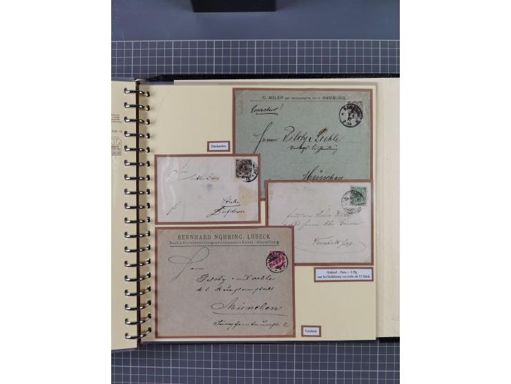 1872/1923, umfangreiche Sammlung mit ca. 800 Briefen,Karten und Ganzsachen. Am Anfang mit kleinem Teil “Hufeisentstempel”, an