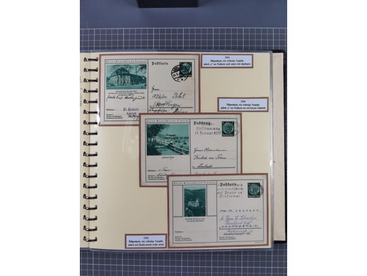 1924/45, umfangreiche ungebrauchte und gebrauchte Ganzsachen-Sammlung mit gezähnten Karten, Besonderheiten usw., dabei u.a. g