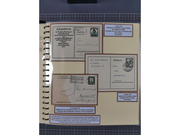 1924/45, umfangreiche ungebrauchte und gebrauchte Ganzsachen-Sammlung mit gezähnten Karten, Besonderheiten usw., dabei u.a. g