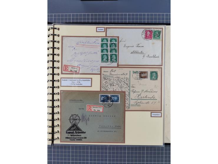 1923/45, umfangreiche Sammlung mit über 1000 Briefen und Karten mit besseren EF- und Mehrfachfrankaturen, vielen R-Briefen, v