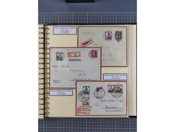 1923/45, umfangreiche Sammlung mit über 1000 Briefen und Karten mit besseren EF- und Mehrfachfrankaturen, vielen R-Briefen, v