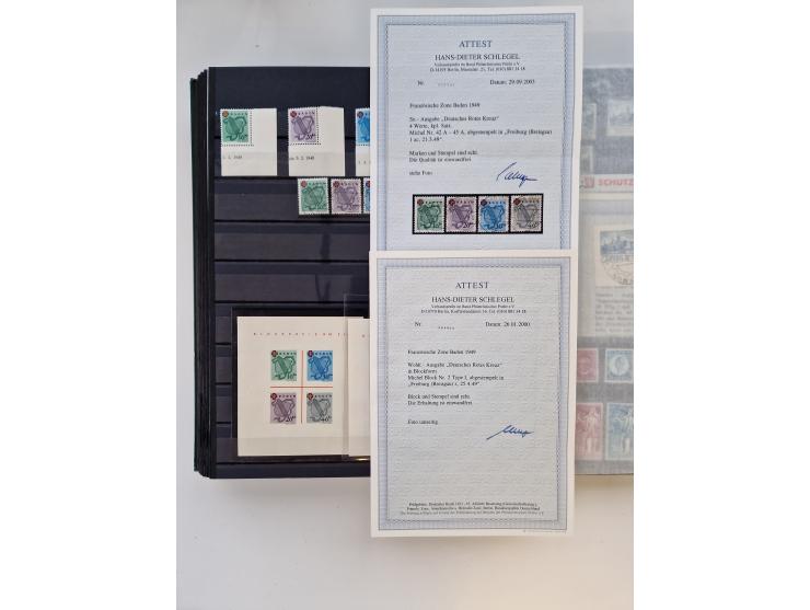 1945/59, postfrische und gestempelte Sammlung ohne SBZ aber mit Saarland mit vielen besseren und kpl. Ausgaben, diversen Brie