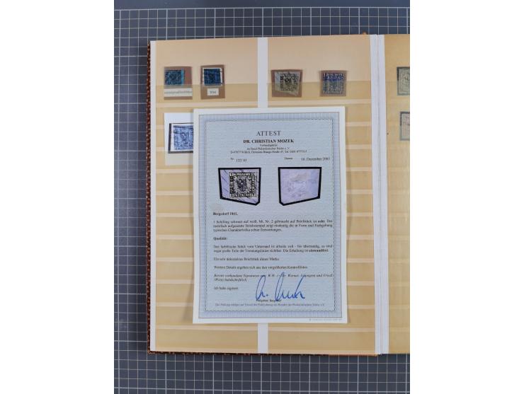 1852/65, gestempelte Sammlung von Bergedorf bis Schleswig Holstein mit besseren Marken, dabei u.a. Bergedorf Randstück Mi.-Nr