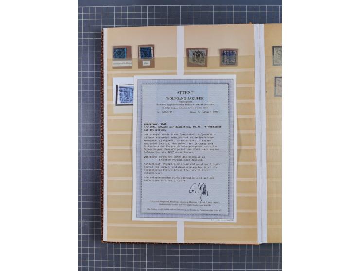 1852/65, gestempelte Sammlung von Bergedorf bis Schleswig Holstein mit besseren Marken, dabei u.a. Bergedorf Randstück Mi.-Nr