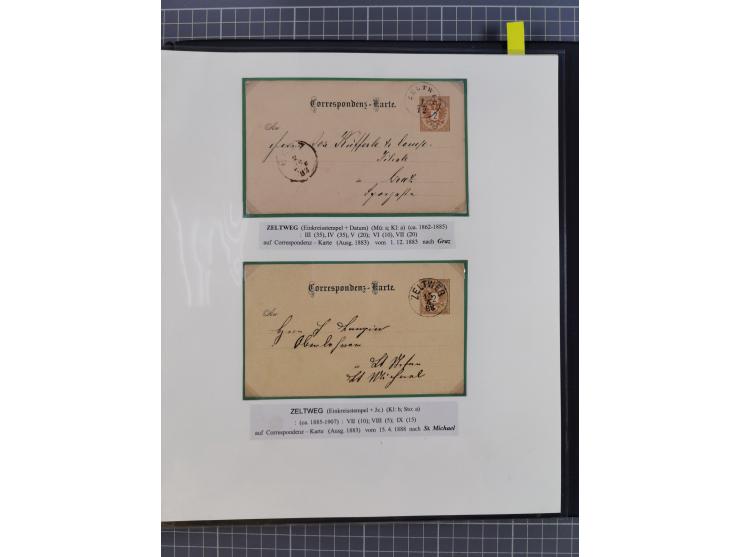 1870/1913 (ca.), umfangreiche aufgezogene Heimat-Sammlung “Herzogtum Steiermark (Styria)”, Bruck bis Windischgraz, mit über 1