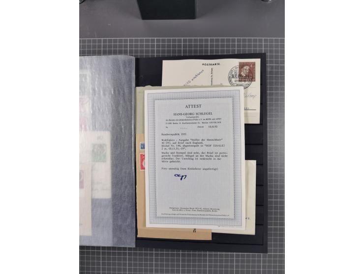1949/2016, sehr umfangreiche Sammlung mit Einzel- und Mehrfachfrankaturen, Satzbriefen, Auslandspost, R-Briefen, Luftpost und