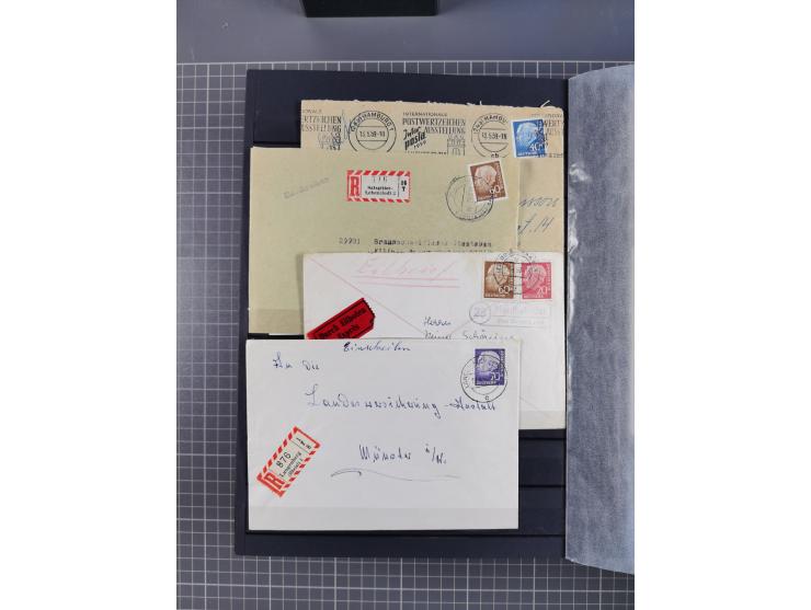 1949/2016, sehr umfangreiche Sammlung mit Einzel- und Mehrfachfrankaturen, Satzbriefen, Auslandspost, R-Briefen, Luftpost und