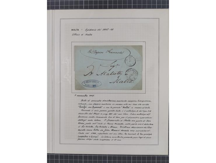 MALTA: 1836/1900, 7 Desinfektionsbriefe. Dazu ein Rapport von 1836 mit der Anzahl der Cholerafälle und Todeszahlen. Sehr inte