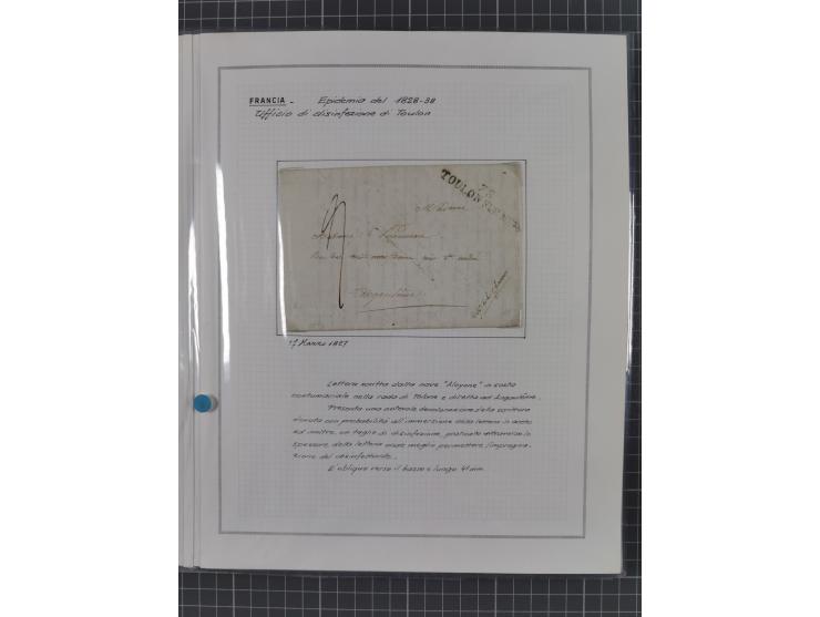 FRANKREICH: 1827/49, 14 Desinfektionsbriefe, dabei u.a. 2 interessante Briefe nach Tunis aus 1833, mit dem gleichen Inhalt un