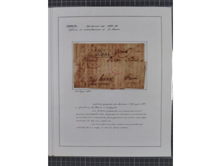 FRANKREICH: 1827/49, 14 Desinfektionsbriefe, dabei u.a. 2 interessante Briefe nach Tunis aus 1833, mit dem gleichen Inhalt un