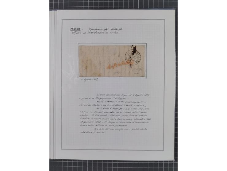 FRANKREICH: 1827/49, 14 Desinfektionsbriefe, dabei u.a. 2 interessante Briefe nach Tunis aus 1833, mit dem gleichen Inhalt un