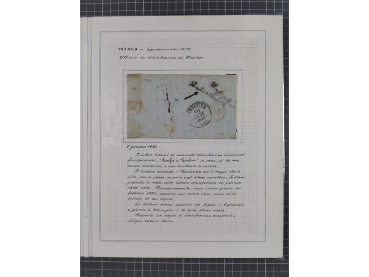 FRANKREICH: 1827/49, 14 Desinfektionsbriefe, dabei u.a. 2 interessante Briefe nach Tunis aus 1833, mit dem gleichen Inhalt un