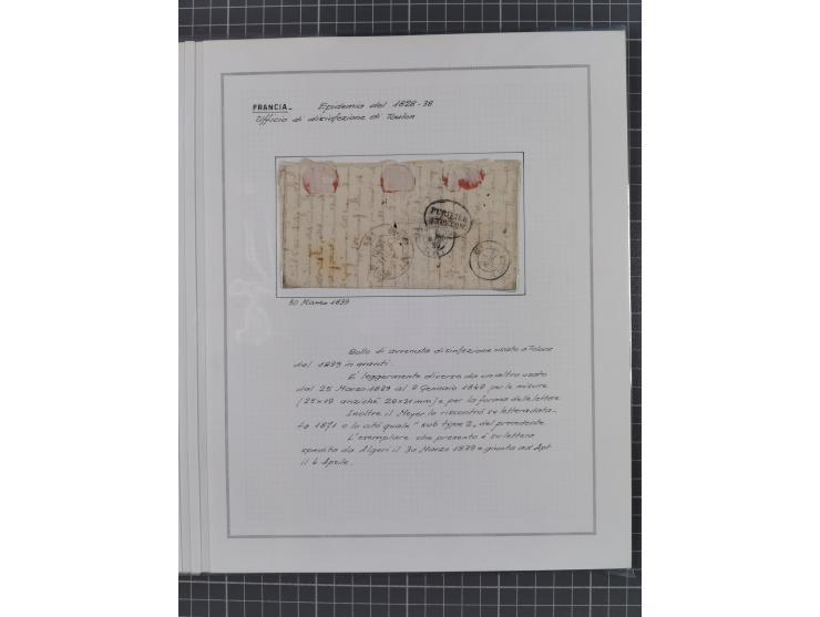 FRANKREICH: 1827/49, 14 Desinfektionsbriefe, dabei u.a. 2 interessante Briefe nach Tunis aus 1833, mit dem gleichen Inhalt un