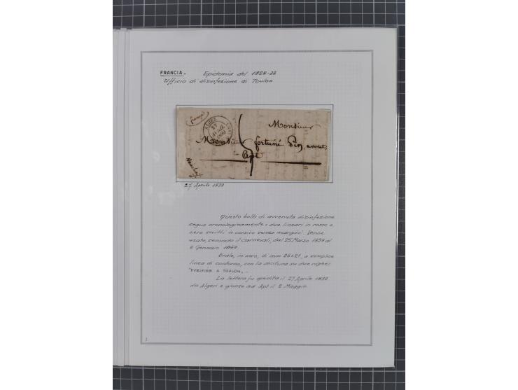 FRANKREICH: 1827/49, 14 Desinfektionsbriefe, dabei u.a. 2 interessante Briefe nach Tunis aus 1833, mit dem gleichen Inhalt un