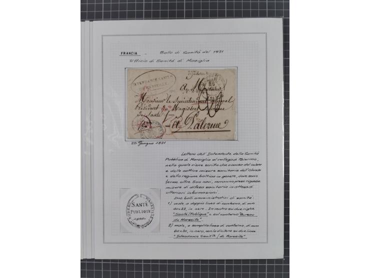 FRANKREICH: 1827/49, 14 Desinfektionsbriefe, dabei u.a. 2 interessante Briefe nach Tunis aus 1833, mit dem gleichen Inhalt un