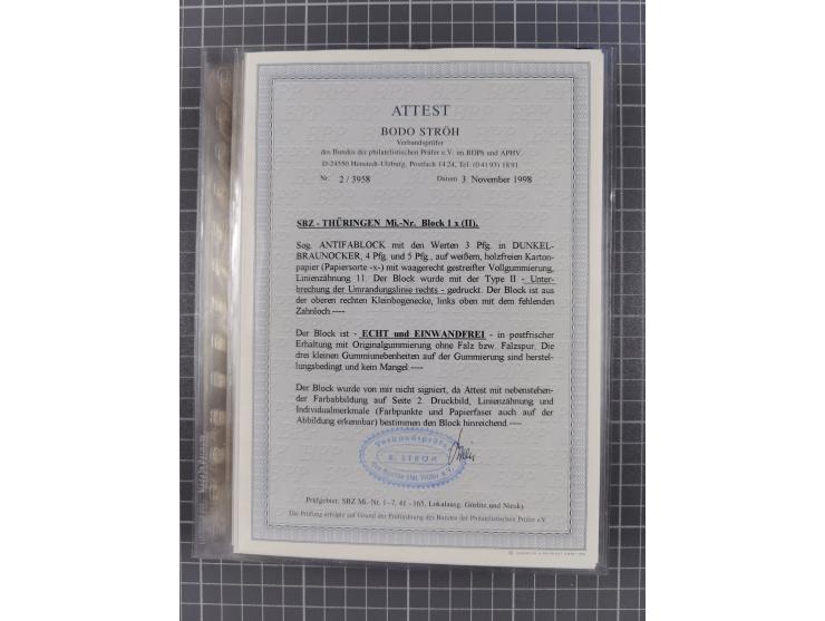 1945/50, interessanter Bestand mit fast nur besseren Sätzen, Block-Ausgaben und Briefen. Dabei u.a. SBZ Bl.1xa postfrisch (FA