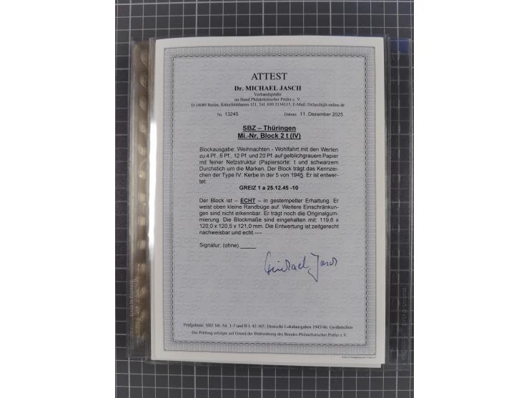 1945/50, interessanter Bestand mit fast nur besseren Sätzen, Block-Ausgaben und Briefen. Dabei u.a. SBZ Bl.1xa postfrisch (FA