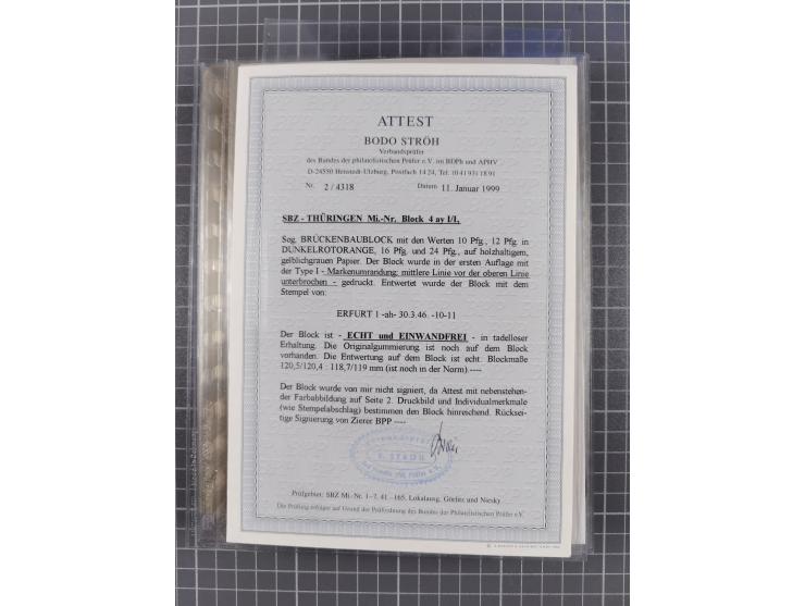 1945/50, interessanter Bestand mit fast nur besseren Sätzen, Block-Ausgaben und Briefen. Dabei u.a. SBZ Bl.1xa postfrisch (FA