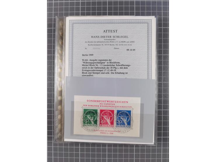 1945/50, interessanter Bestand mit fast nur besseren Sätzen, Block-Ausgaben und Briefen. Dabei u.a. SBZ Bl.1xa postfrisch (FA