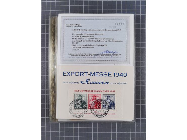 1945/50, interessanter Bestand mit fast nur besseren Sätzen, Block-Ausgaben und Briefen. Dabei u.a. SBZ Bl.1xa postfrisch (FA