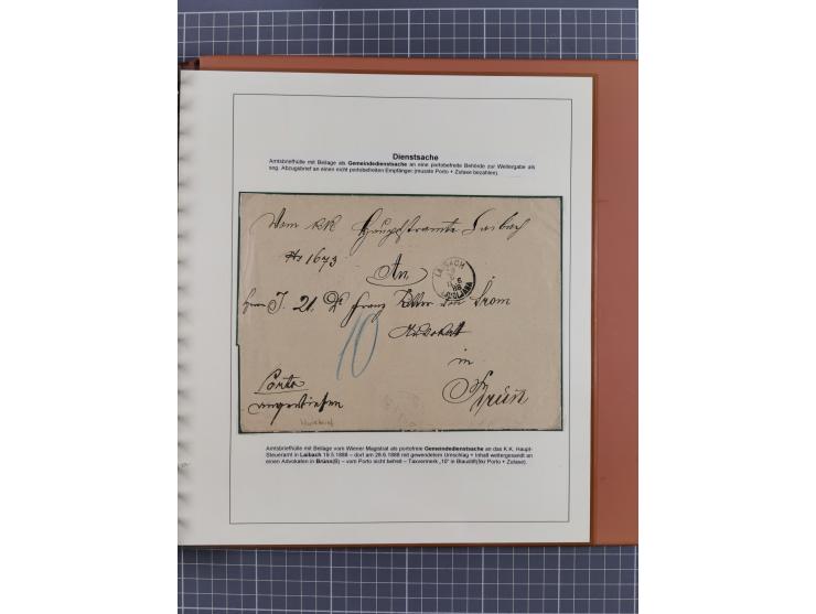 1886/1906, interessante aufgezogene Sammlung “Nachtaxierte Belege der Briefpost” mit über 95 Briefen und Karten, viele besser