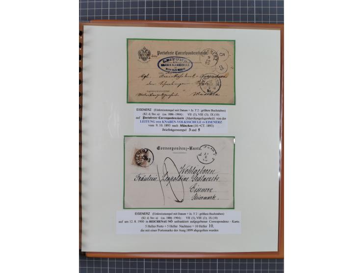 1886/1906, interessante aufgezogene Sammlung “Nachtaxierte Belege der Briefpost” mit über 95 Briefen und Karten, viele besser