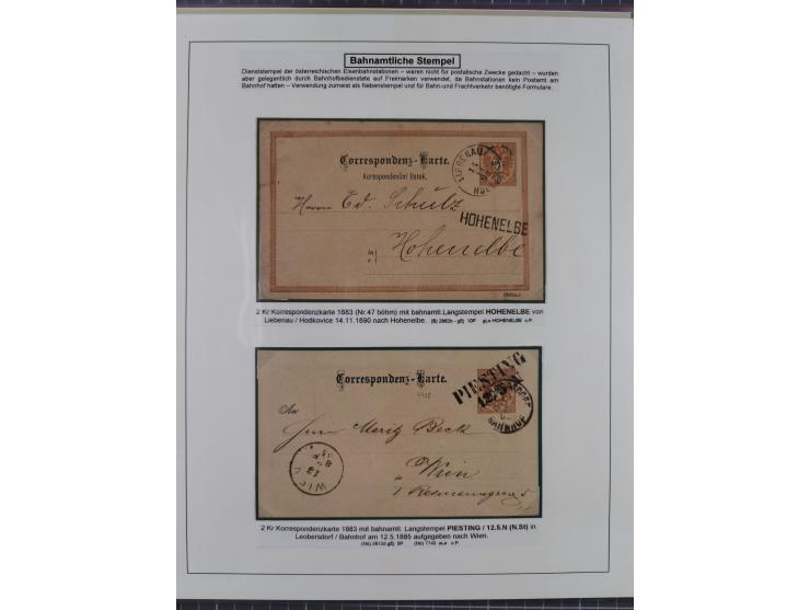 1883/1915, umfangreiche aufgezogene Sammlung “Bahnpost” mit über 145 Briefen und Karten, viele interessante Verwendungen, seh