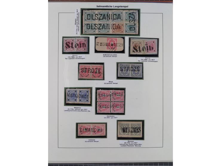 1883/1915, umfangreiche aufgezogene Sammlung “Bahnpost” mit über 145 Briefen und Karten, viele interessante Verwendungen, seh