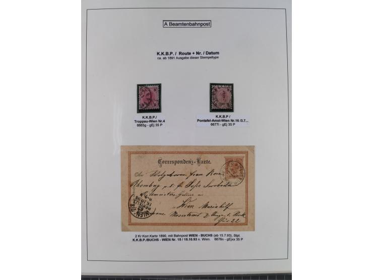 1883/1915, umfangreiche aufgezogene Sammlung “Bahnpost” mit über 145 Briefen und Karten, viele interessante Verwendungen, seh