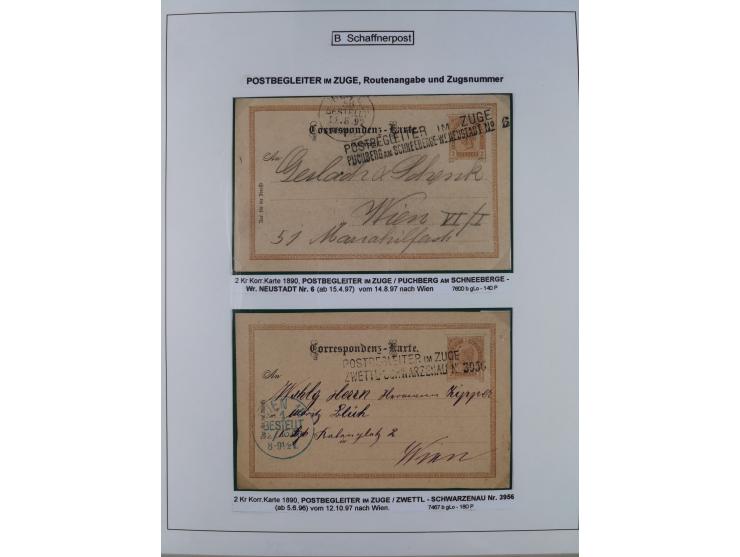1883/1915, umfangreiche aufgezogene Sammlung “Bahnpost” mit über 145 Briefen und Karten, viele interessante Verwendungen, seh
